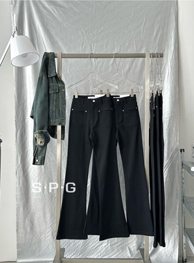 SPG黑色喇叭裤女2024秋季新款高腰显瘦百搭弹力修身微喇叭马蹄裤