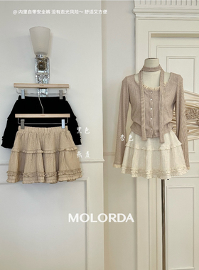 MOLORDA黑色半身裙女夏季2024新款裙子a字高腰显瘦气质蛋糕短裙女