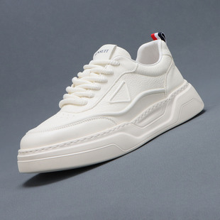 梵狮奴小白鞋男款2025新款高级感百搭真皮休闲鞋轻便发泡底板鞋男