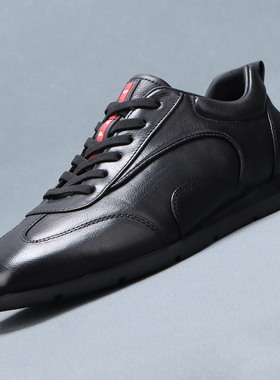 梵狮奴2025新款男鞋真皮软底黑色德训鞋男款透气牛皮百搭休闲皮鞋