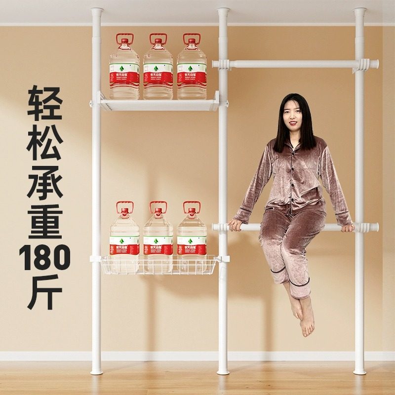 顶天立地简易衣柜开放式衣帽间挂衣架置衣架晾衣架落地金属衣架