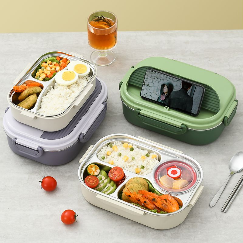 304不锈钢保温饭盒食堂打饭学生餐盘大容量分格上班族便当盒成人