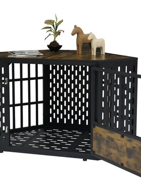 铁木转角狗笼铁质通风木质中型z犬狗屋室内高级大型犬狗窝可置物