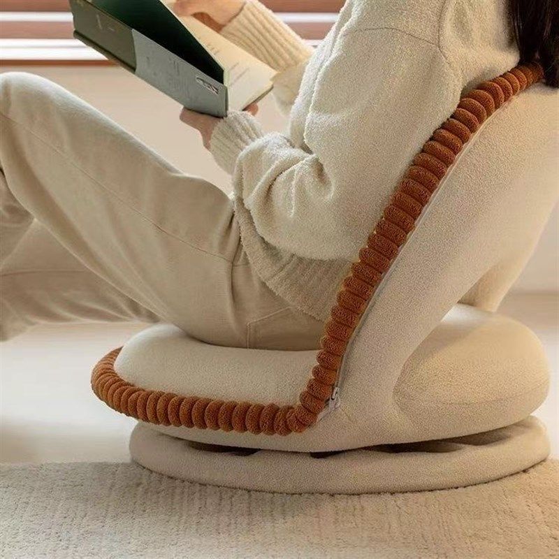 可折叠旋转榻榻米坐垫座椅卧室靠背飘窗椅单人可拆洗奶油风小沙发