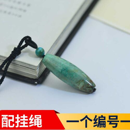 DIY饰品散珠配件 天然原矿绿松石桶珠无优化松石天珠吊坠项坠挂绳