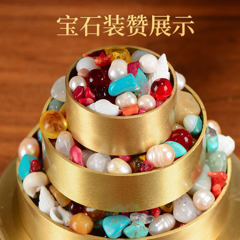 光面曼扎盘抛光曼达盘铜一体无衔接供修盘曼茶罗中式铜制供具摆件