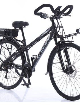 锂电旅行车郊游车长途助力自行车700C城市休闲电动车变速碟刹48V