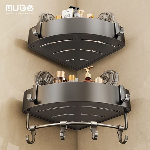 化妆室浴室吸盘置物架壁挂免打孔洗漱台洗手台三角篮厕所收纳层架