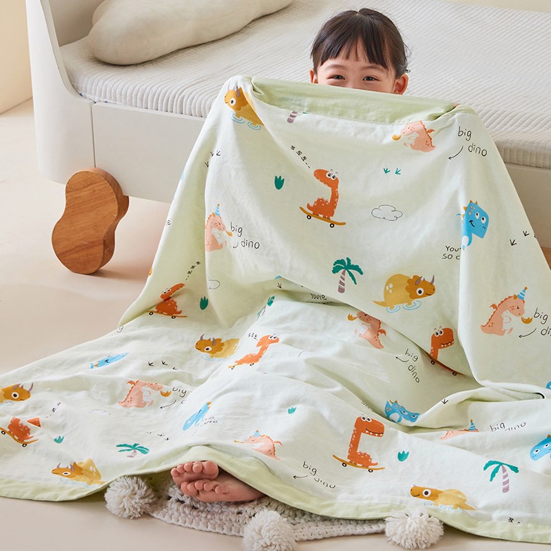 儿童双层纱布盖毯夏季毛巾被婴儿小毯子幼儿园午睡薄夏凉被子