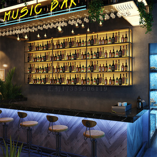 酒架置物架吧台壁挂靠墙商用上z墙烧烤店酒吧餐饮酒馆悬空展示酒