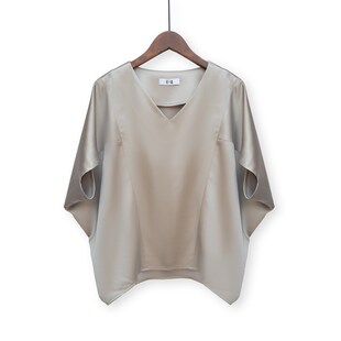 2025夏季f新款圆领雪纺T恤女宽松蝙蝠衫垂感V领套头衬衫百搭大码
