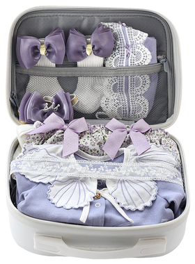 婴儿礼盒手提礼品箱女宝宝小公主纯棉紫色春秋新生儿满月送礼物