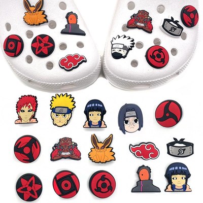 New 13Pcs Anime Naruto Shoes Charms Pvc Cartoon Sharingan Re