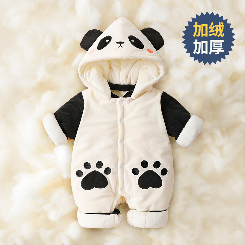 新生婴儿棉服秋冬季装连体衣满月宝宝棉衣加厚保暖哈衣外出服套装