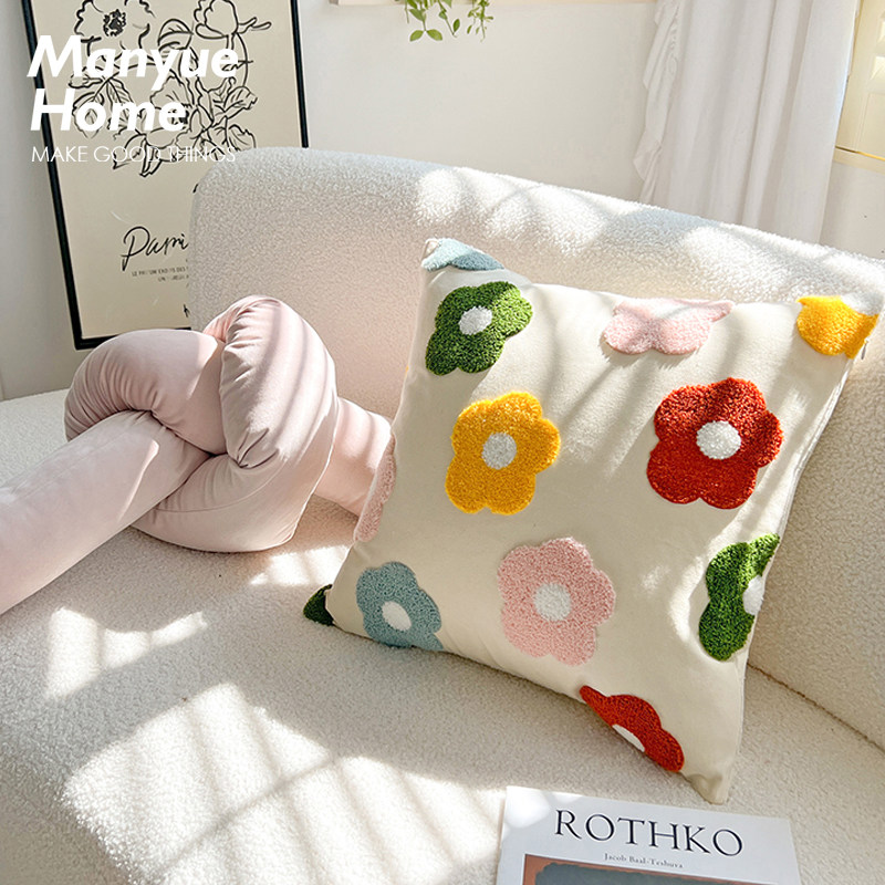 M.life ins网红小花抱枕抱枕套含芯样板间客厅沙发打结靠垫靠枕