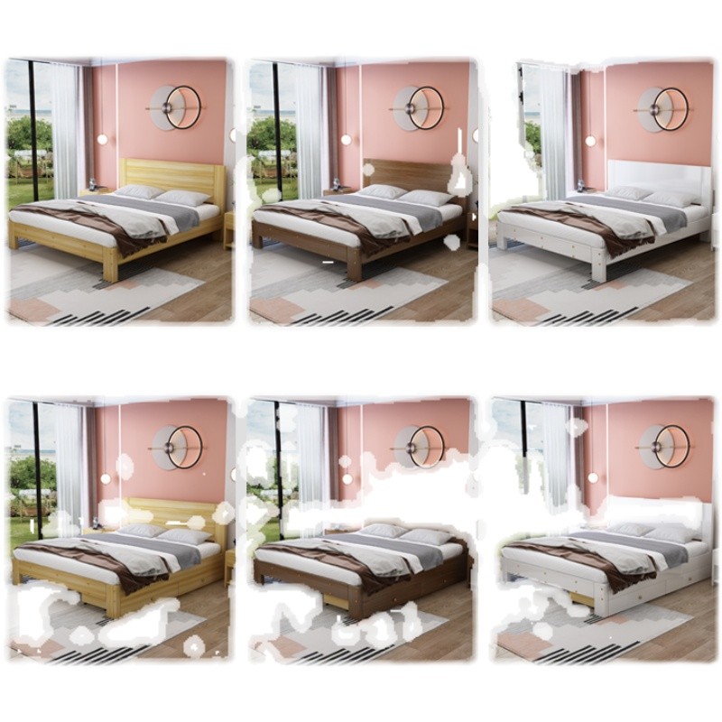 实木床1.8m主卧双人大床1.5米单人床白色架子床经济型租房简易床