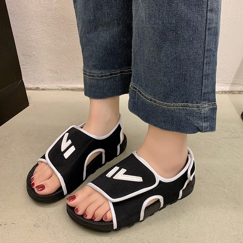 夏季外穿情侣百搭海边沙滩鞋女孕妇大码脚肥脚宽平底防滑凉鞋男潮,女鞋,休闲凉鞋,淘宝优惠券,粉丝福利购,淘宝优惠卷