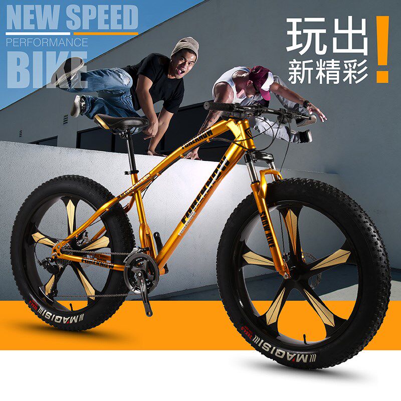 锋狐登山自行车越野沙滩雪地车成人宽大轮胎变速车男女学生单车