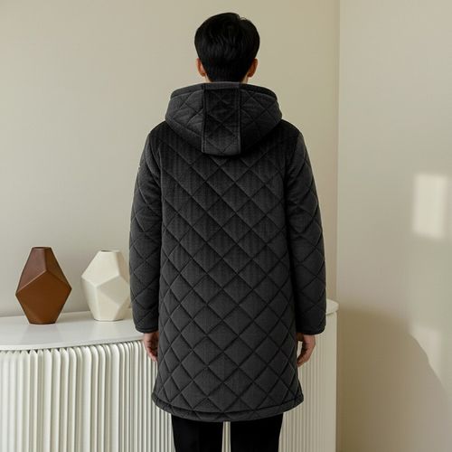 冬季大码爸爸工作棉衣棉服加绒中长款四川省服罩衣连帽巨厚C07