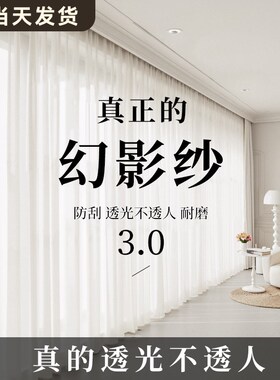 幻影纱窗帘白色2025新款客厅卧室阳台防K晒纱帘透光不透人绍兴柯