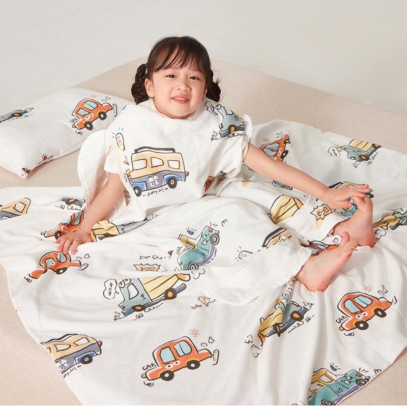 A类母婴儿全棉双层纱布被夏被全棉可机洗夏凉被纯棉儿童防踢睡袋