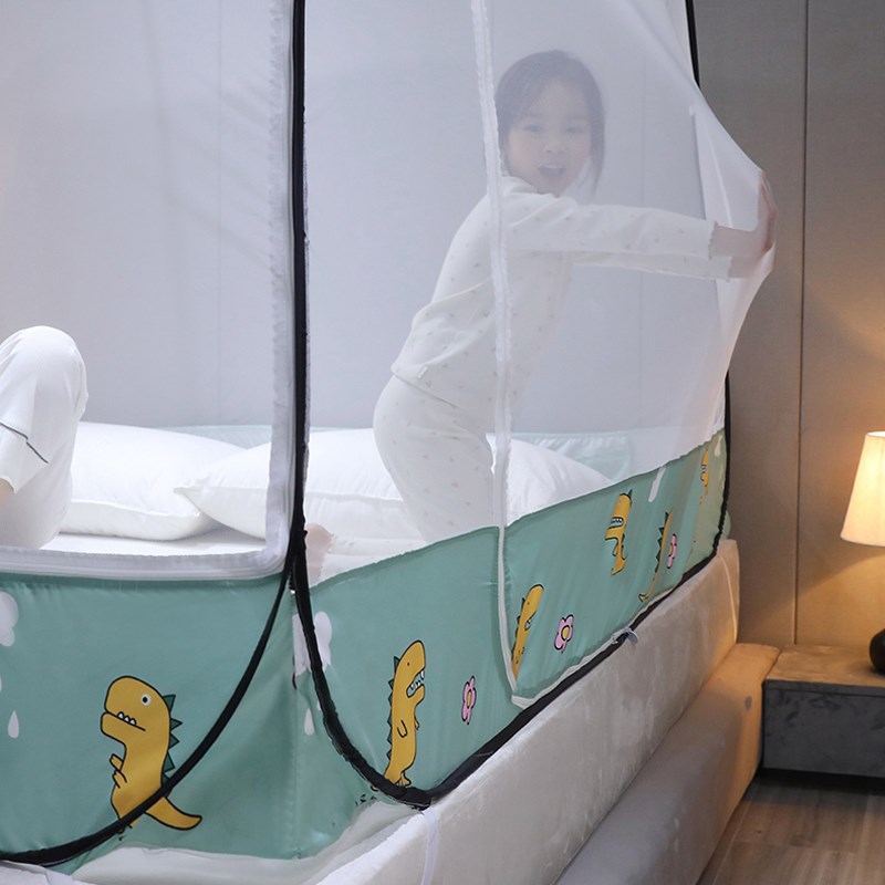蚊帐家用2024新款免安装蒙古包1.0米135x190全底防摔儿童1米35床