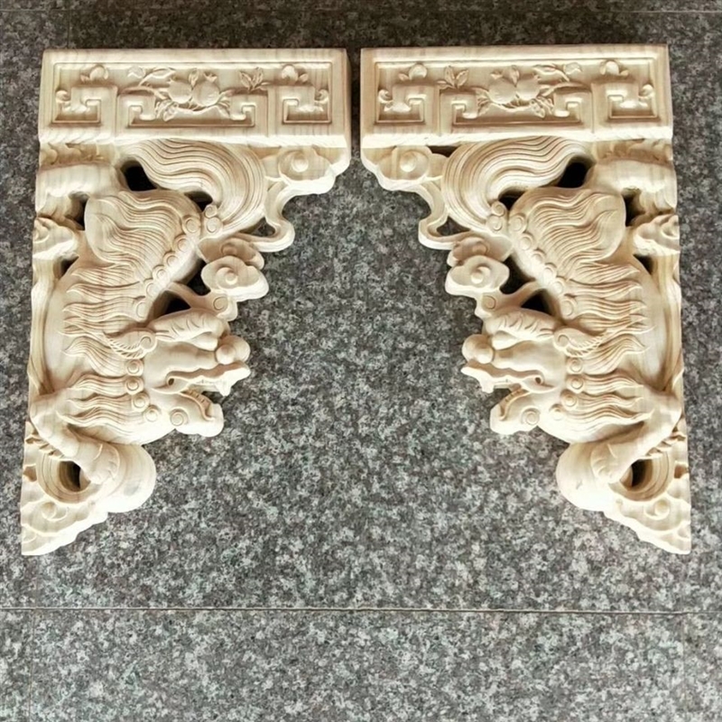 现货速发东木雕实木牛腿梁托柱头雀替雕刻角花中式装修仿古建筑现