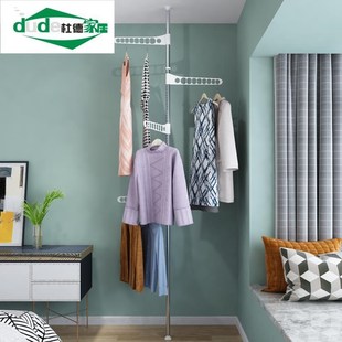 晾衣架立柱竖式落地顶天立地单杆凉F置物架伸缩卧室内阳台窗户挂