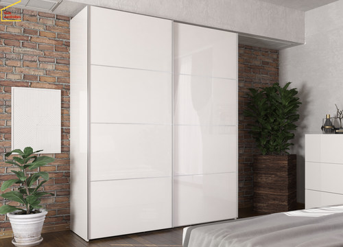 卧室玻璃门新款烤漆大p衣柜简约定做推拉门实木板式整体衣橱定制