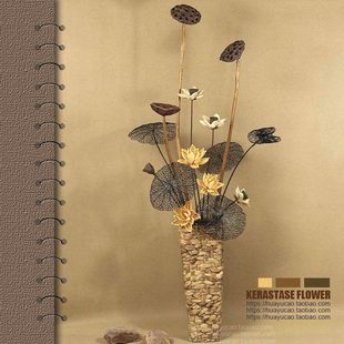 干花花束真花干莲蓬高枝荷花摆件客厅装饰落地风干长摆设大号天然