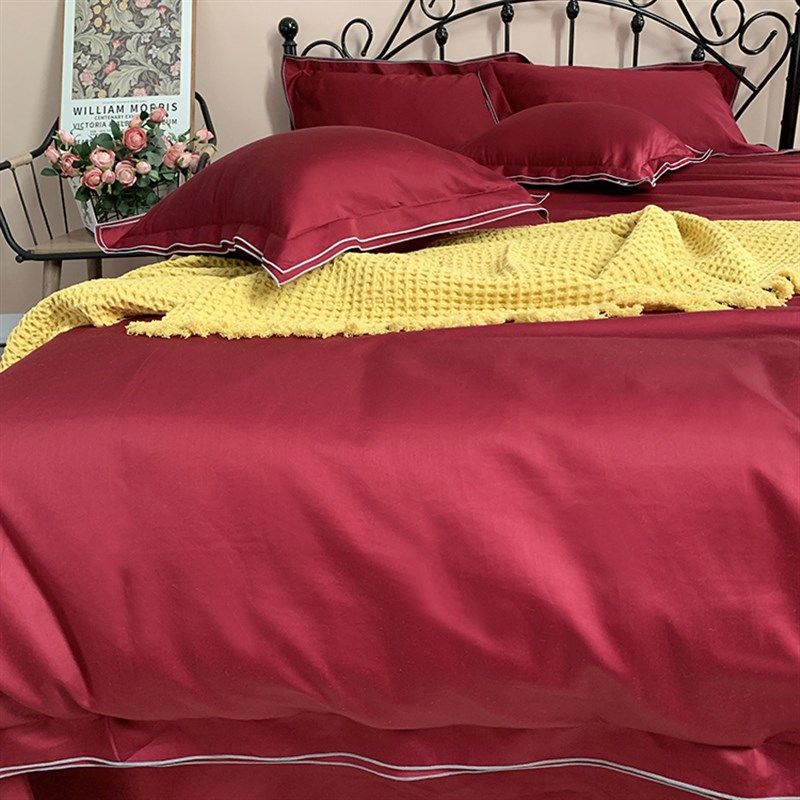 120支埃及长绒棉婚庆床品六件套  全棉大红结婚喜庆X被套床单枕套