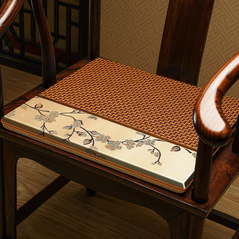 新中式椅垫凳子垫子夏天红木沙发垫坐垫办公室椅子垫夏季藤席座垫
