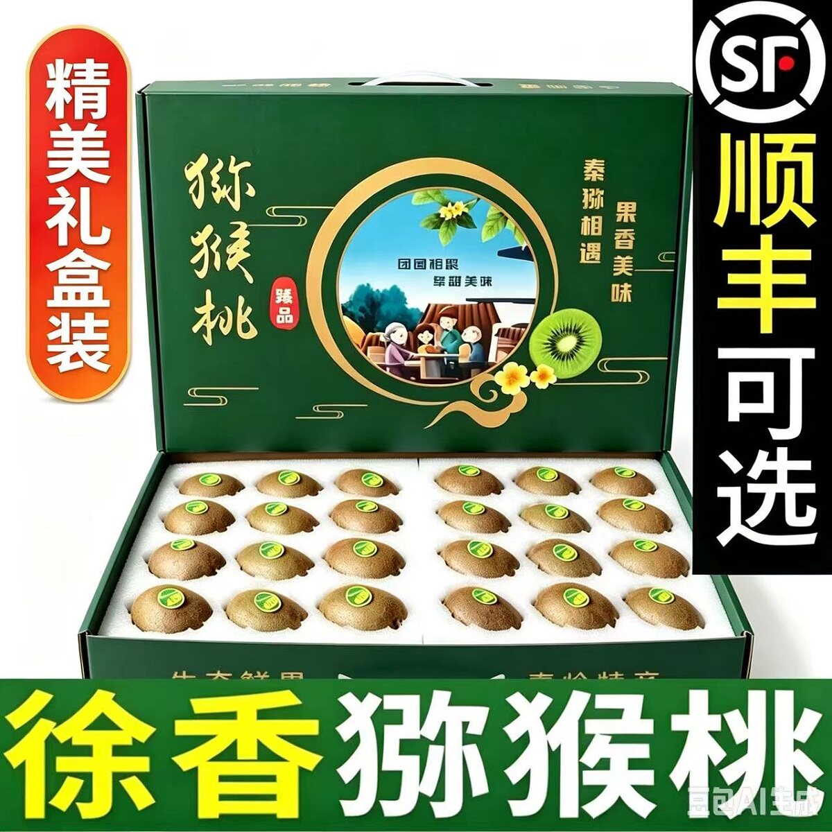 陕西周至徐香猕猴桃精选礼盒装图片