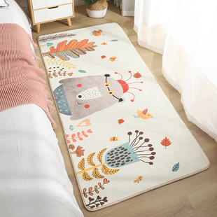卡通卧室床边地毯少女ins 风地垫小地毯垫子加厚家用床尾长条房间