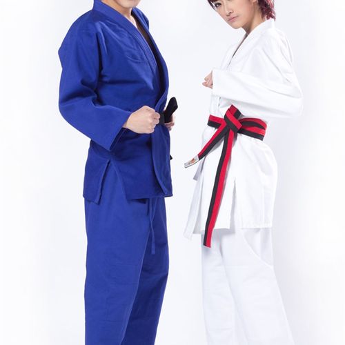 厂家直供柔道服男女标准比赛柔道服 儿童白色蓝色加厚训练服