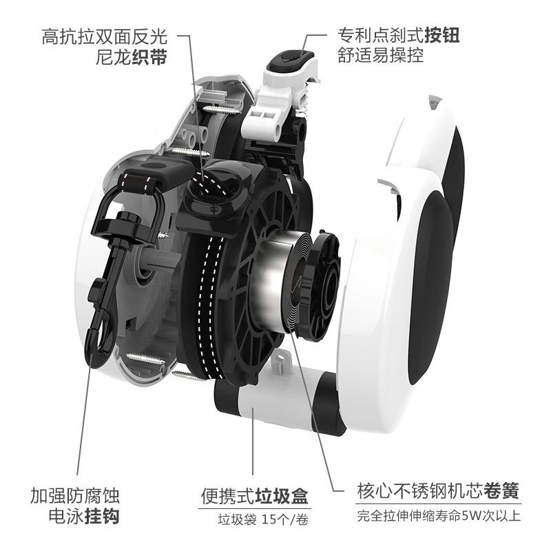跨境LED物自动伸缩牵引绳带PTs572引灯反光遛狗绳多功能牵狗器绳