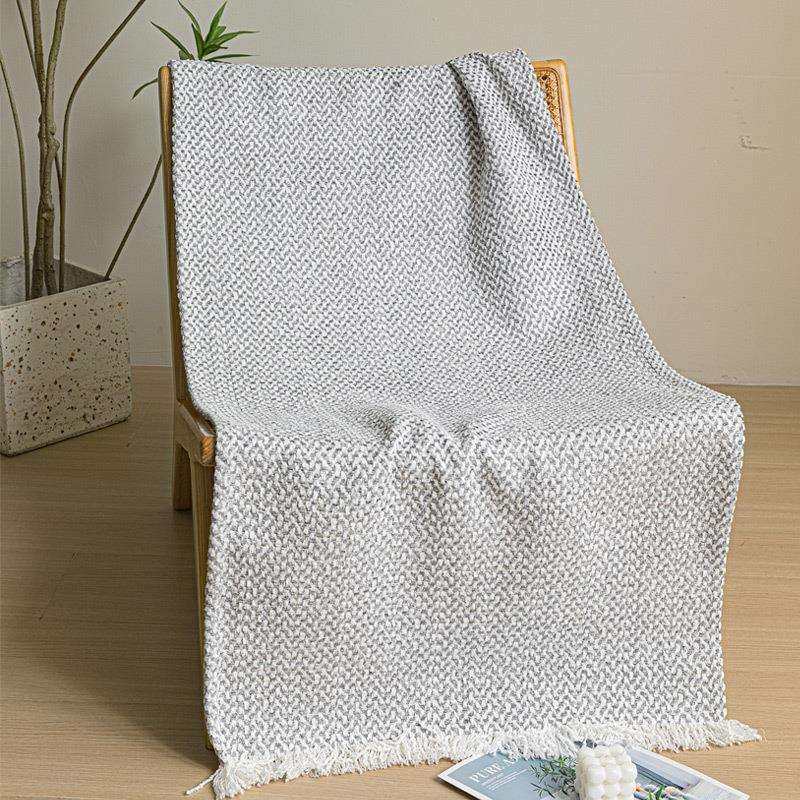 现代轻奢样板房灰白色尾毯酒店床床旗尾CVJ厅巾搭毯客沙发装饰盖