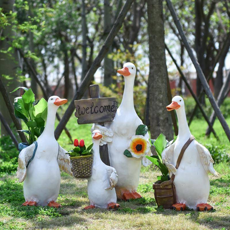 卡通鸭子模花美园林庭SLS院草坪装饰物品农场陈景观仿真动型雕塑