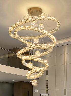 别墅复式楼大客灯厅灯挑38542大空楼梯轻奢吊水晶灯楼中楼酒店大