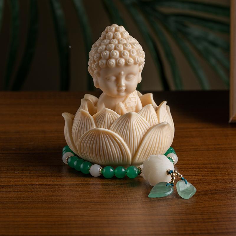 汽男642车中控摆件小佛祖国创意莲花车载内装饰平安大气品中风女