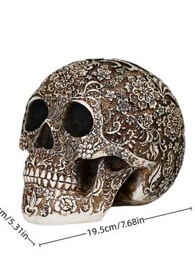 外贸骷欧美立饰体花髅头骨D2596摆件圣节万派对节日装道具树脂工