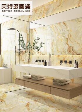 卫生间砖60x1200碧玺法式客厅地防砖瓷深黄色厕所阳台滑地0板砖