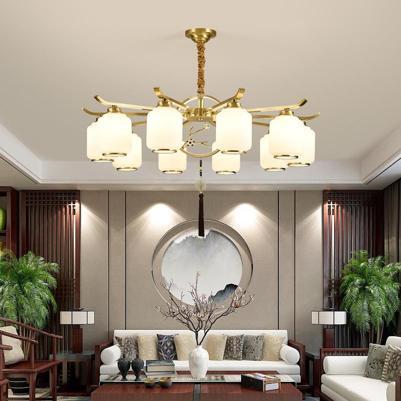 中式l客厅吊灯全铜厅灯餐7009厅中客式现代简约新别墅复式楼ed轻