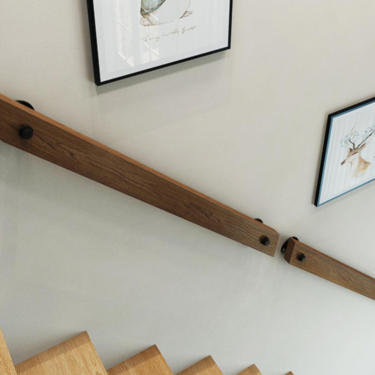 式靠欧墙木楼梯扶手简RXE约现代阁楼室内扶家用防幼儿园滑走廊实