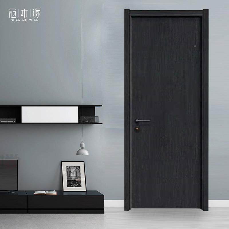 冠木源卧免室木暖门家用平开室简约平板隔音纯白色内漆778卧室木