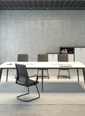 白色桌会议桌简HYZ-069约现代洽谈长桌型小长条桌子椅组合接桌待