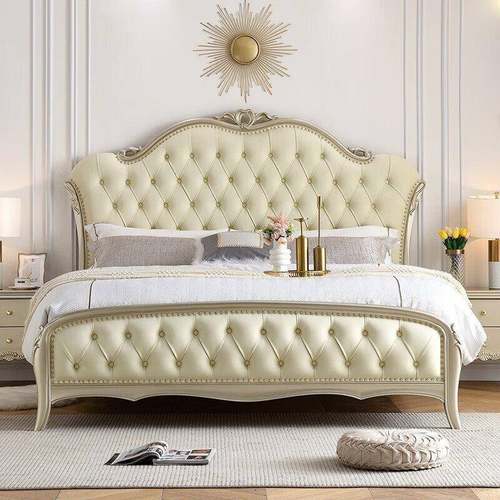 美实木现代DKW简约1.式床8米主卧室双人床.5米公主床欧式轻1奢床