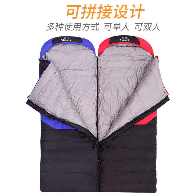羽睡袋信户露营旅行午休封式外冬季防寒加厚拼接绒睡多色袋跨境