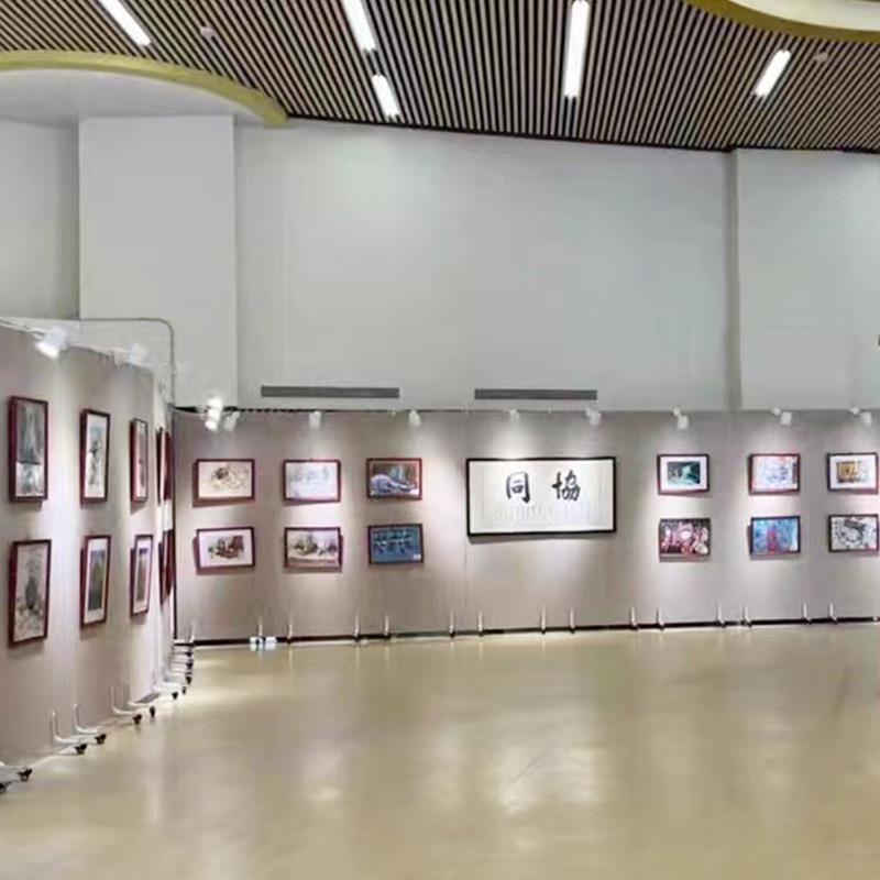 无展板文化KAC馆摄影缝架艺术墙学校书法展示架展移动屏览风展展