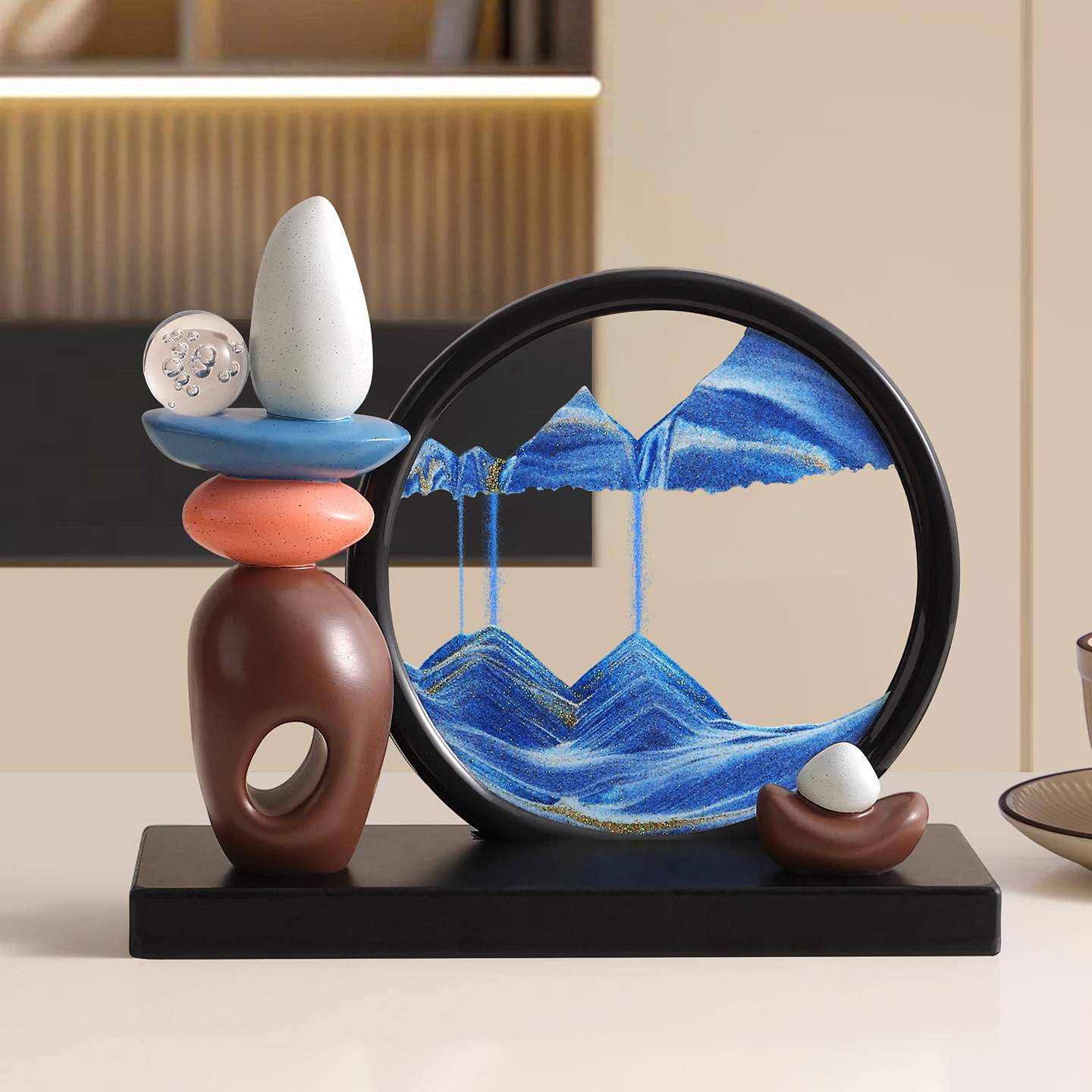 轻奢高档时来运转流沙画摆件欧式酒柜客厅办公室装饰品3D立体沙漏图片